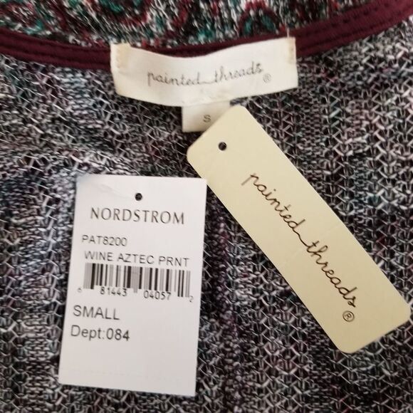 Painted Threads Wine Aztec Open Cardigan Small (2403) - Picture 5 of 6